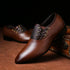 Classic Point Toe Men’s Dress Shoes for Business and Formal Occasions – Stylish Lace-Up Brogue Casual Footwear for Every Man's Wardrobe