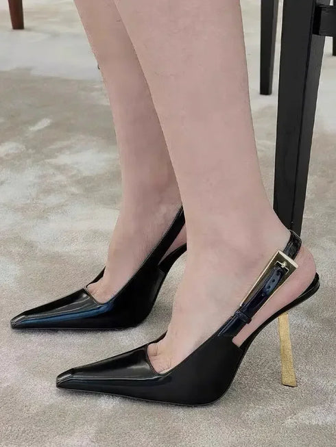 Pointed Stiletto Heels Women Pumps Patent Leather Elegant Office Shoes
