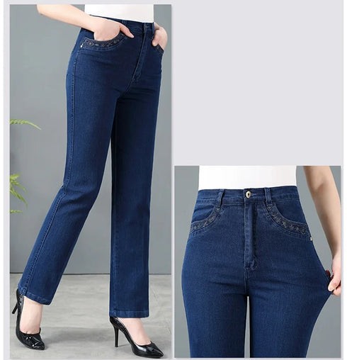 Casual Oversized 38 Mother Jeans with Embroidered Pockets - High-Waisted Loose Straight Leg Denim Trousers for Effortless Fall Outfits and Stylish Jeans Outfit Inspo