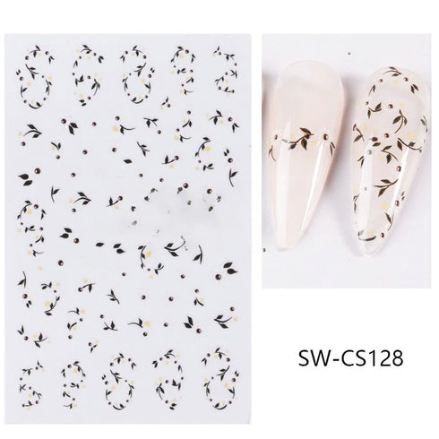 3D Nail Art Stickers with Daisy, Cherry Blossom, Petals, Leaves, and Butterflies for Spring and Summer Manicure Decoration Tips - Slider Style Nail Polish Accessories