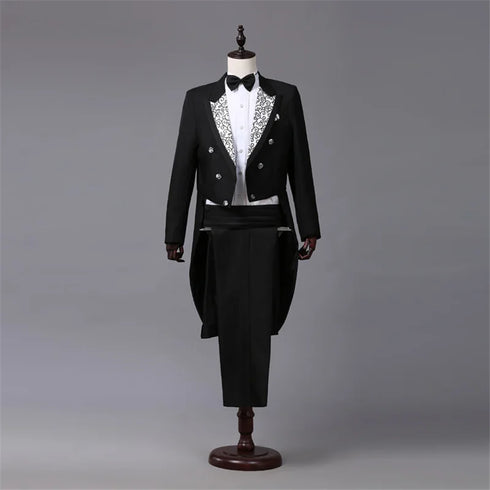 Sophisticated Tailcoat Suit for Performers - Stylish Casual Stage Jacket for All Seasons