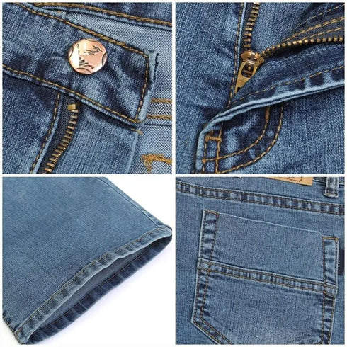 Male Bell Bottom Denim Trousers Slim Black Boot Cut Jeans Casual Business Flares Pants