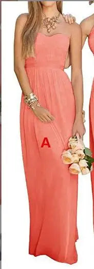 A-Line Chiffon Bridesmaid Dresses Elegant Floor-Length Sleeveless Gown For Wedding Party Occasion