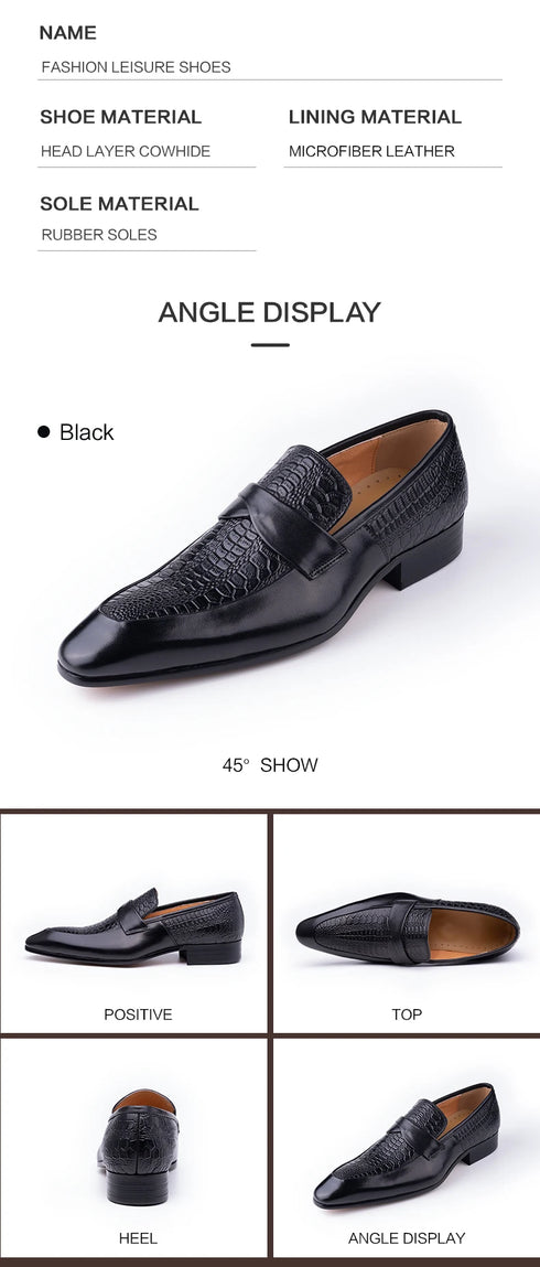 Stylish Handmade Genuine Leather Loafers for Men - Perfect for Business, Parties, and Casual Occasions - Breathable Slip-On Point Toe Design