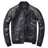 Stylish Casual Men's Bomber Jacket in Genuine Cowhide Leather - Perfect Spring and Autumn Outerwear with Full Sleeves and Zipper Closure