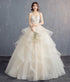 Custom Wedding Dress Lace Up Back Floor Length Gown Built In Bra Floral Print Draped Organza Plus Size Bridal Gown