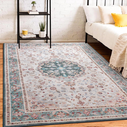 Machine Washable Vintage Area Rugs for Living Room with Non-Slip Rubber Backing