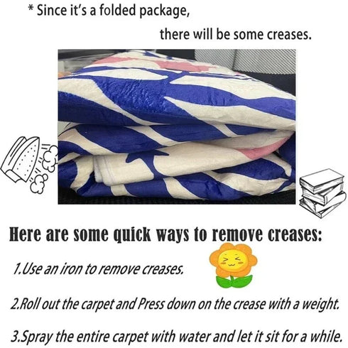 Non-Slip Soft Machine Washable Bohemian Floral Living Room Carpet Rug