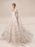 Backless Lace Wedding Dress A-Line Long Sleeve With Ruched Train Custom Made Bridal Gown