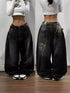 Y2K Oversized Skull Print Baggy Jeans Women Streetwear Vintage Casual High Waist Wide Leg Pants