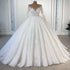 Customized Elegant Wedding Dress Illusion Neck Long Sleeves Lace Appliques Pearls Beads Bride Gowns