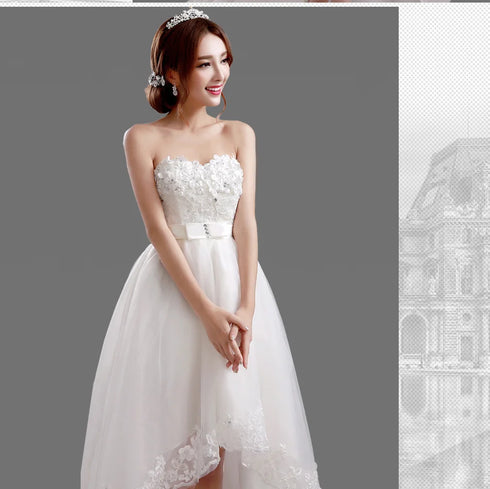 Ivory Short Knee Length Fairy Wedding Dress for Parties