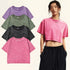 Slim Washed Cotton T-Shirt Women Casual Sport Short Sleeve Retro Tee Shirt