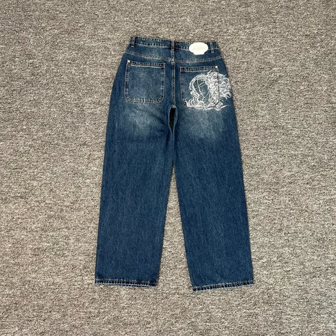 Baggy Jeans Women Wide Leg High Waist Vintage Washed Print Streetwear Casual Everyday Relaxed Fit