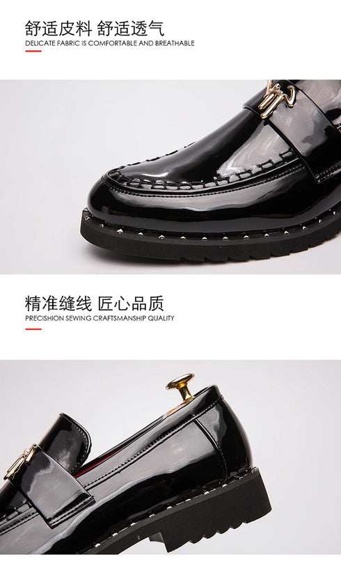 Elegant Men's Pointed Toe Dress Shoes – Luxurious Patent Leather Oxfords for Wedding and Party Occasions, Perfect for Office & Career Events