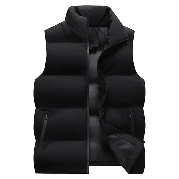 Lightweight Men's Winter Vest - Stylish Soft Padded Waistcoat for Outdoor Activities, Warm Windproof Sleeveless Outerwear with Zipper Closure