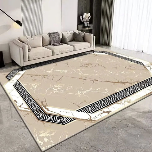 European Style Luxury Gold Area Rug Abstract Texture Washable Living Room Carpet