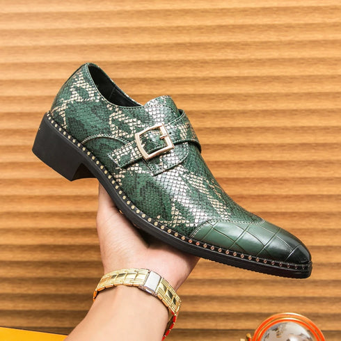 Elegant Handmade Oxford Dress Shoes for Men – Luxury Formal Leather Wedding Party Footwear with Buckle Strap and Pointed Toe Design