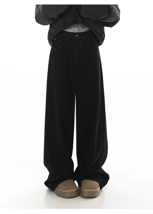 Stylish Wide Leg Black Jeans for Women - Embrace Korean Fashion Streetwear with Baggy Straight Denim Pants Perfect for Fall Outfits and Casual Days