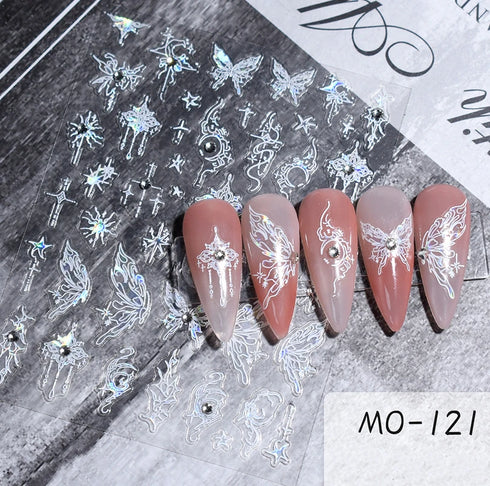 5D Embossed Nail Art Stickers - Semi-Transparent White Bowknots Adhesive Sliders for Creative Manicure Decorations and Nail Art Accessories