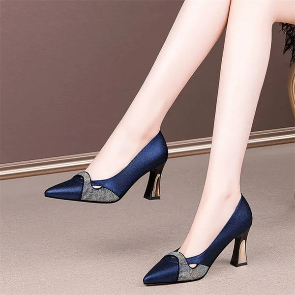 Elegant Women's Crystal-Embellished High Heel Pumps for Spring & Summer Fashion