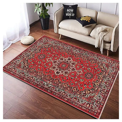 Retro Persian Carpet Abstract Ornament Rug for Living Room Bedroom Non Slip Floor Mat