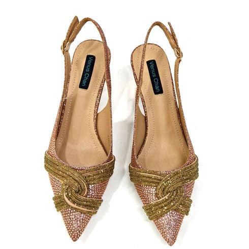 Italian Design Texture Shoes And Bags Rhinestones High Heels