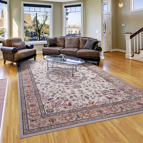 Machine Washable Vintage Area Rugs for Living Room with Non-Slip Rubber Backing
