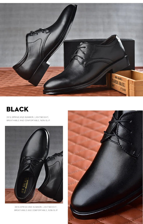 Elegant Men's Black Leather Oxfords for Formal Occasions - Perfect Wedding, Party, Office, and Business Shoes for Men