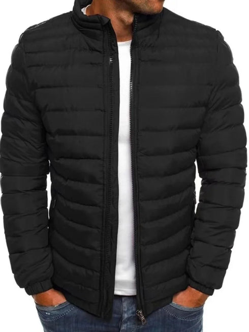 Men's Stand Collar Warm Parka Coat - Casual Street Fashion Winter Jacket for Outdoor and Shopping Activities