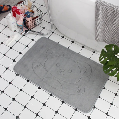 Cobblestone Embossed Non-Slip Bath Mat Memory Foam Carpet for Bathroom Shower Room Doormat