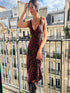 Floral Printed Women Tank Dress Slim Fit Deep V Neck Elegant Streetwear
