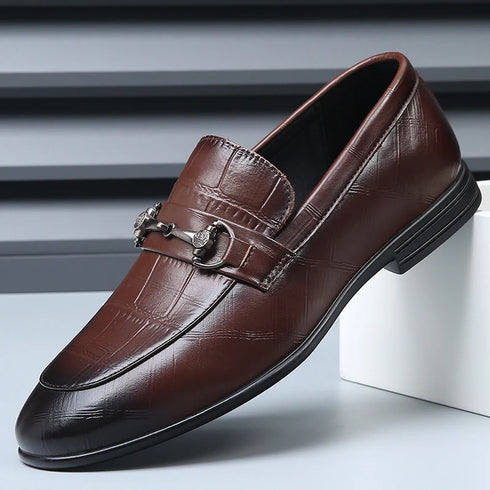Stylish Men's Genuine Leather Pointed Loafers for Summer - Comfortable, Breathable Casual Shoes Perfect for Spring and Autumn Occasions