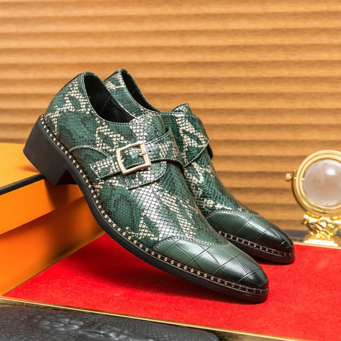 Elegant Handmade Oxford Dress Shoes for Men – Luxury Formal Leather Wedding Party Footwear with Buckle Strap and Pointed Toe Design