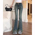 Ripped High Waist Flared Jeans For Women Retro Denim Trousers Casual Street Style Classic Fit