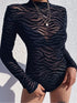 Mesh Transparent Sexy Long Sleeve Bodysuit for Women Party and Club Wear
