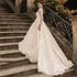 Dreamy A-Line Bridal Dress with Lace Long Sleeves and Illusion Print Backless Design