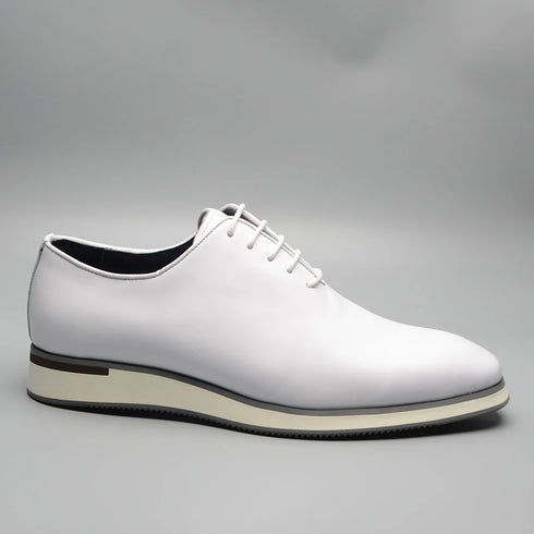 Genuine Leather White Whole-Cut Oxfords Men's Formal Dress Shoes