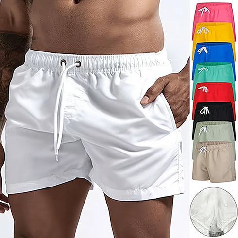 Men's Quick-Dry Swim Shorts with Pockets for Surfing and Beach Activities