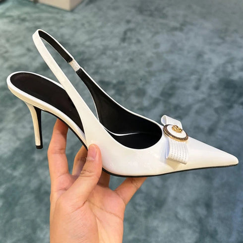 French Temperament Bow Pointed Toe Thin Heels For Women