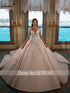 Alonlivn Custom Made Luxury Appliques Lace Ball Gown Wedding Dresses Chapel Train V-Neck Bridal Gowns