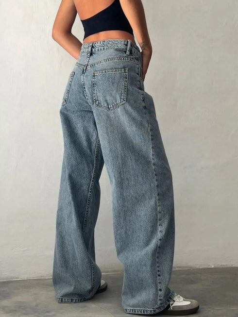 Baggy Boyfriend Jeans for Women Low Rise Straight Leg Streetwear Denim