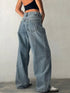 Baggy Boyfriend Jeans for Women Low Rise Straight Leg Streetwear Denim