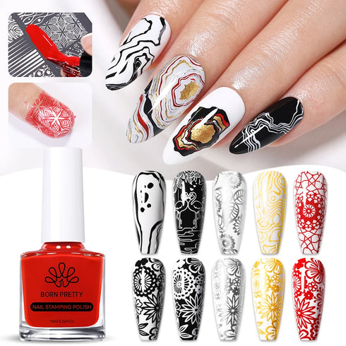 10ml Nail Stamping Polish for Stunning Metallic Mirror Effect - Gold, Silver, and Vibrant Colors for DIY Nail Art Designs