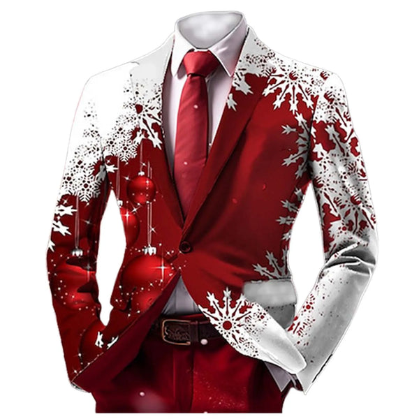 Men's Christmas Blazer Jacket Tuxedo with Snowflakes for Holiday Parties