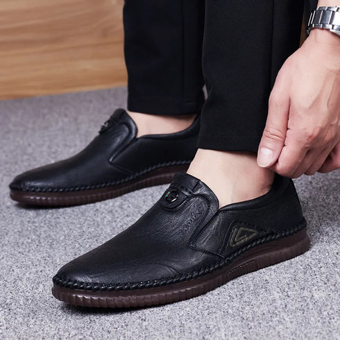 Man Retro Penny Handmade Loafer Casual Shoes Genuine Cow Leather Comfortable Slip-On Design