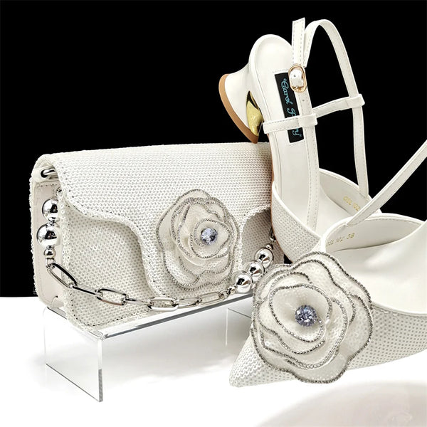 Elegant Women's Pumps and Handbag Set with Sequins for Luxury Parties