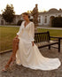 Boho Chiffon Long Sleeves A Line Wedding Dresses Custom Made