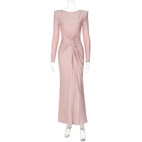 Elegant O-neck Long Sleeve Bodycon Evening Party Dresses