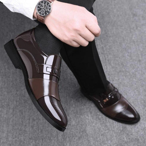 Fashionable PU Leather Slip On Formal Shoes for Men Elegant Business Casual Footwear